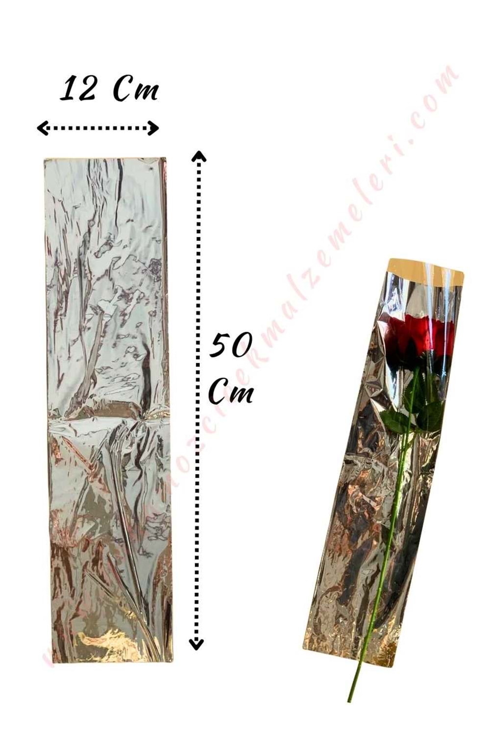 Tek Güllük Çiçek Poşeti 100 Adet 12*50 Cm - Tek Güllük - Şeffaf