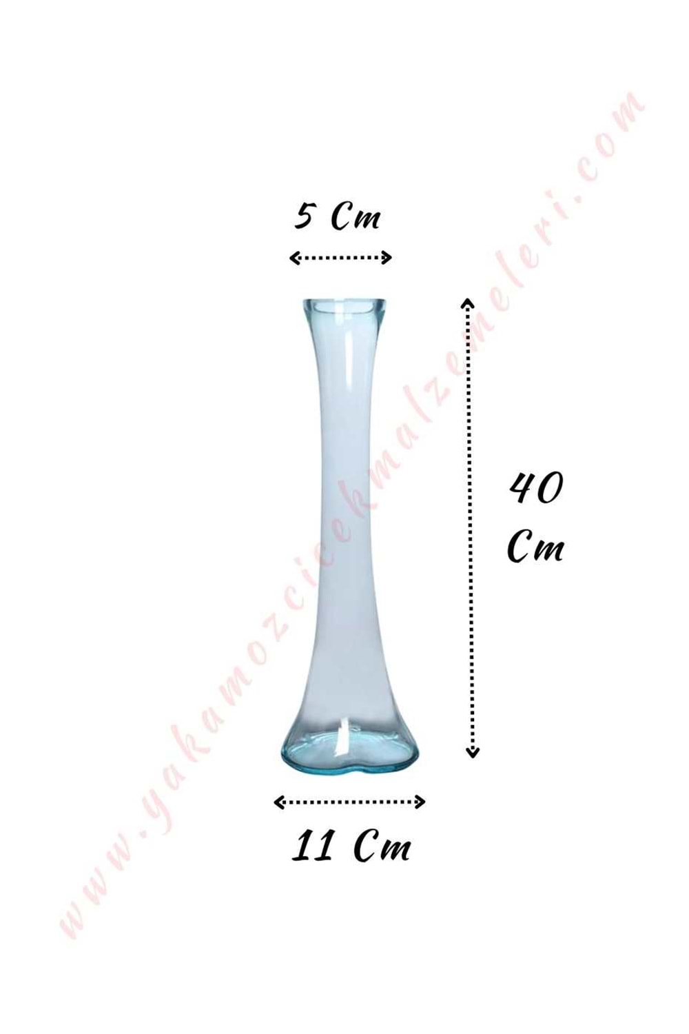 Fil Ayağı Cam Vazo Orta Boy 11*40 Cm Ağız Çapı 5 Cm