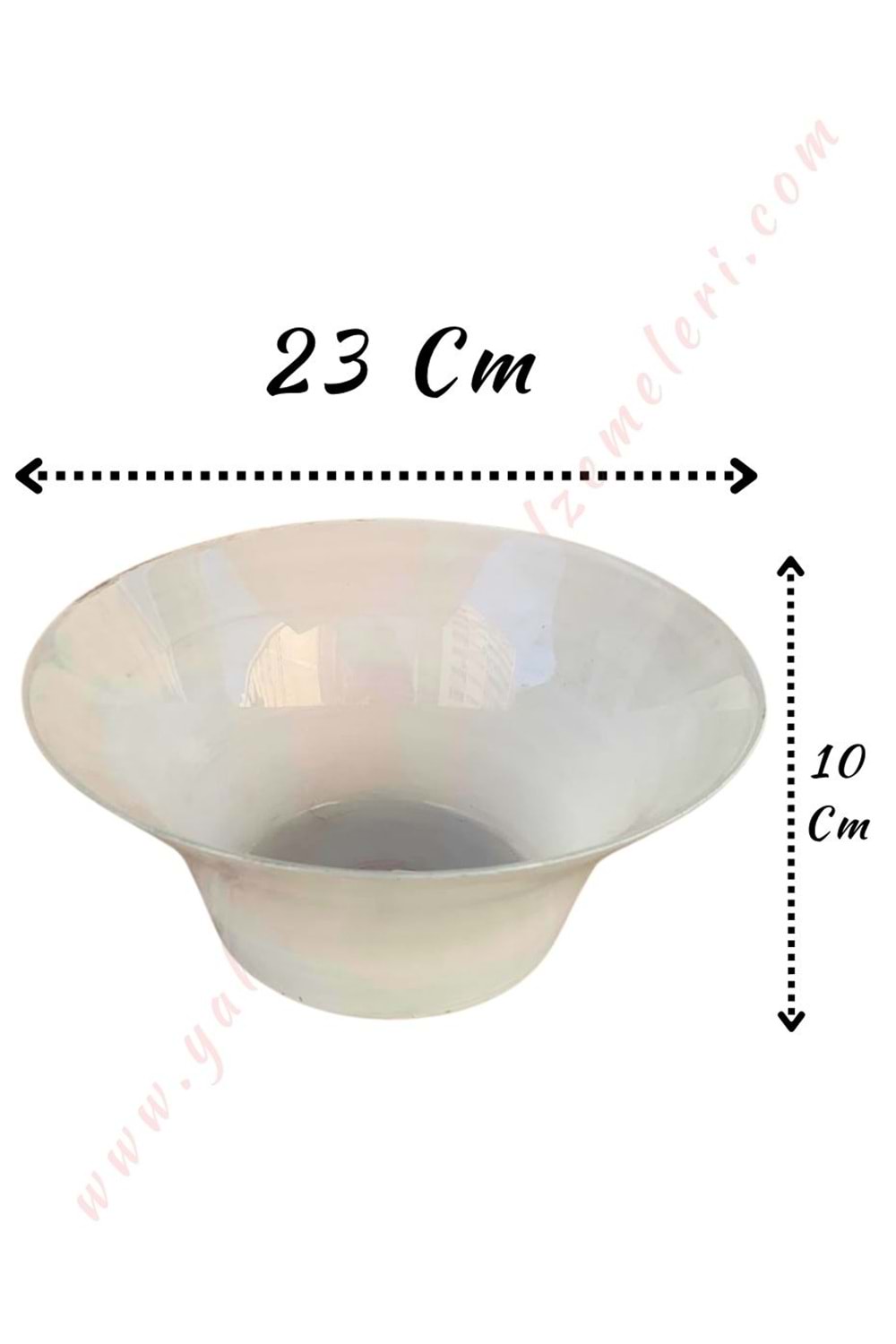 Konik Cam Vazo Bal Kase 23*10 Cm - Beyaz