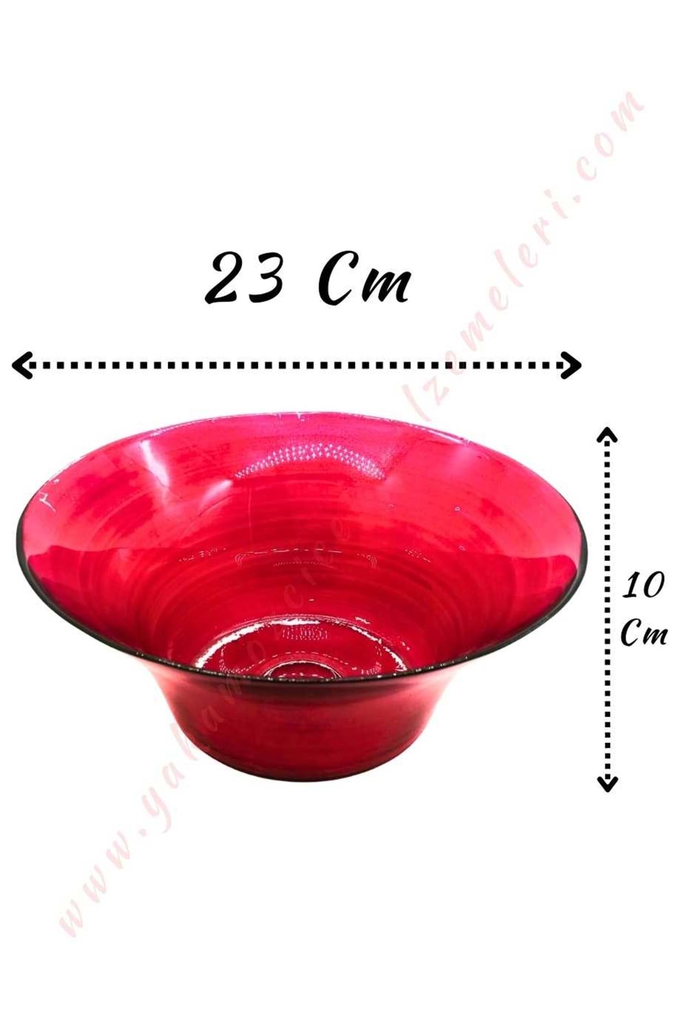 Konik Cam Vazo Bal Kase 23*10 Cm - Kırmızı