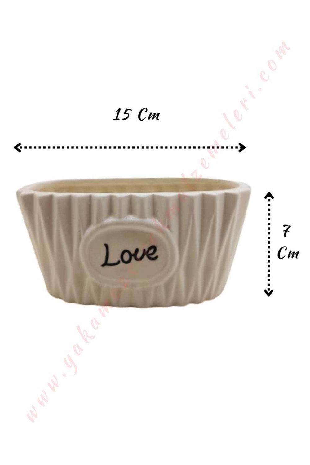 Love Yazılı Seramik Skulent Kaktüs Saksısı YK-556