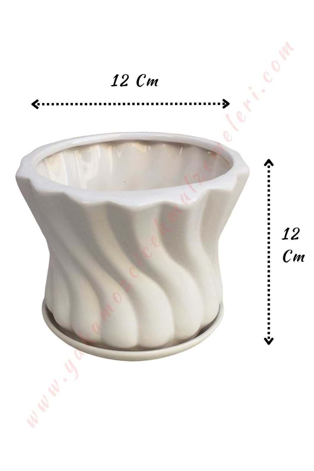 Seramik Saksı Beyaz 12*12 Cm YK-645