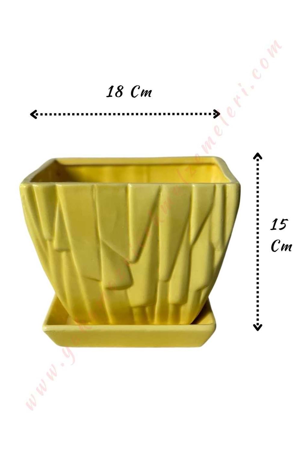 Kare Seramik Saksı 18*18*15 Cm YK-668 - Sarı