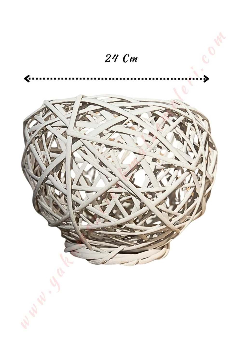 Örgü Küre Sepet Beyaz Orta Boy Çap 24 Cm YK-43