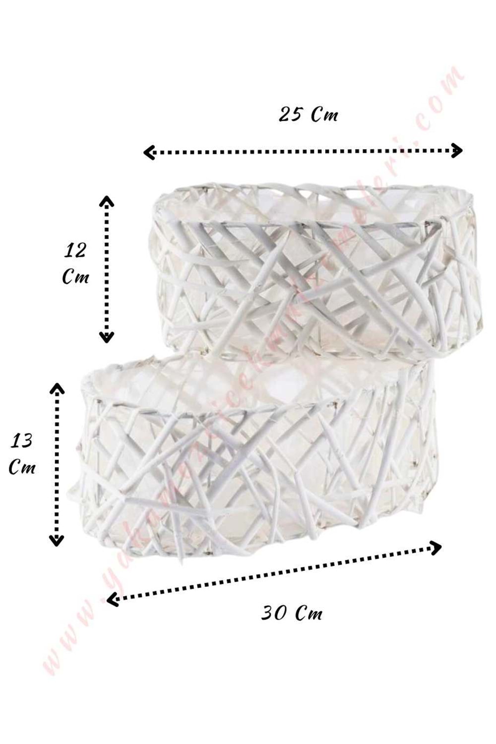 2 li Örgü Oval Beyaz Sepet YK-47