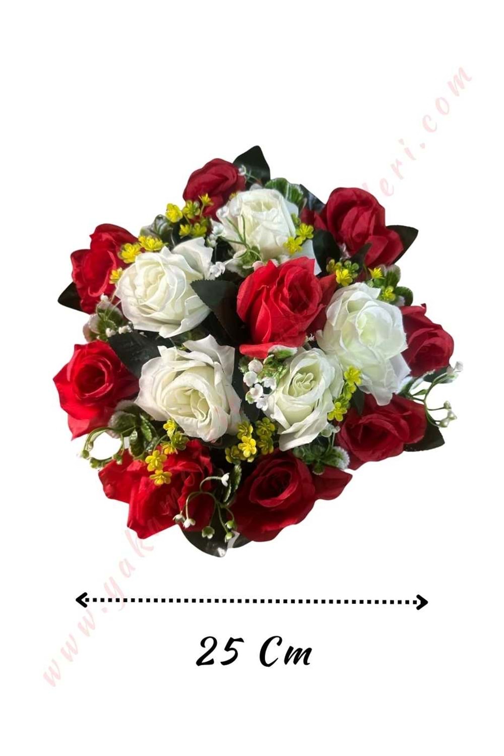 Hazır Yapay Gelin Arabası Çiçeği Çap 25 Cm YK-138 - Araba Süsleme - Hazır Araba Süsleri - Çok Renkli - STANDART