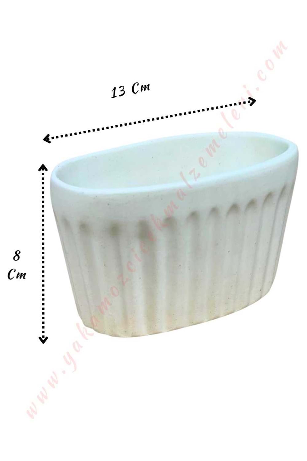 Seramik Skulent Kaktüs Saksısı Küçük Boy 13*8 Cm - Krem