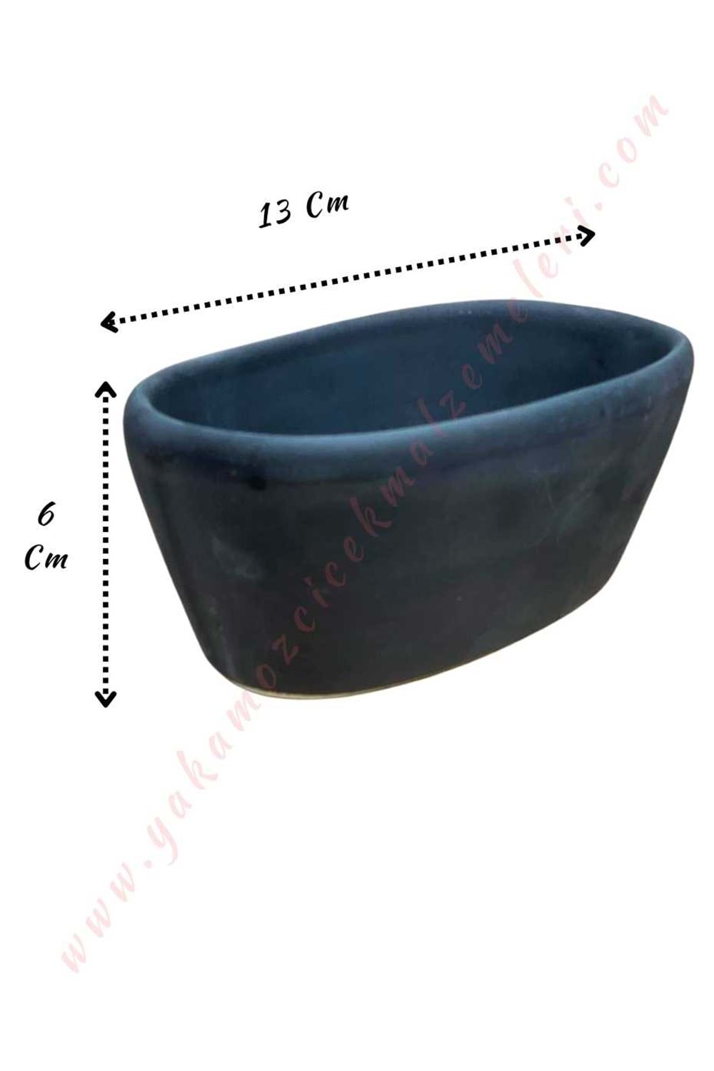 Seramik Skulent Kaktüs Saksısı Küçük Boy 13*6 Cm - Siyah