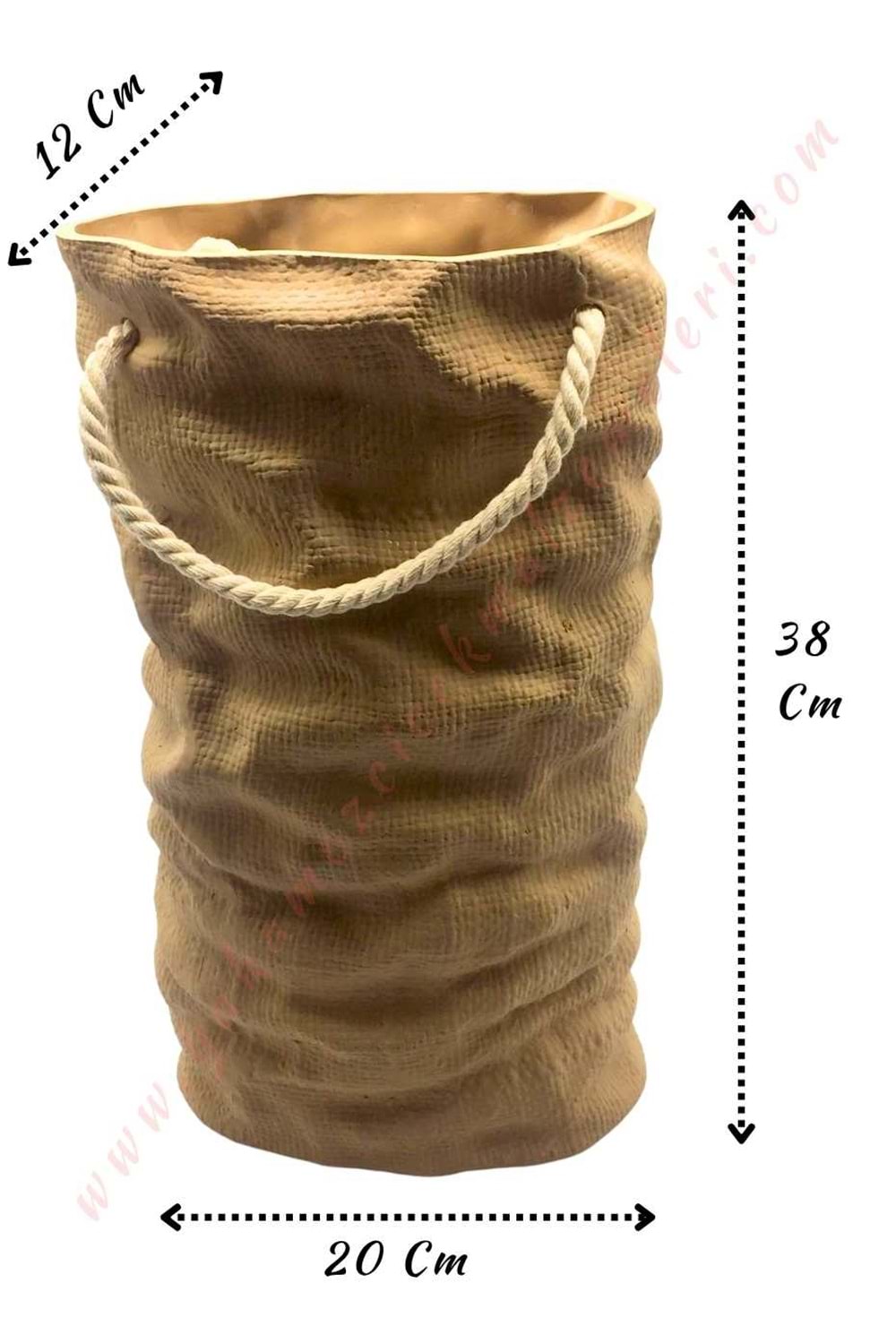 Çuval Görünümlü Seramik Vazo 20*12*38 Cm