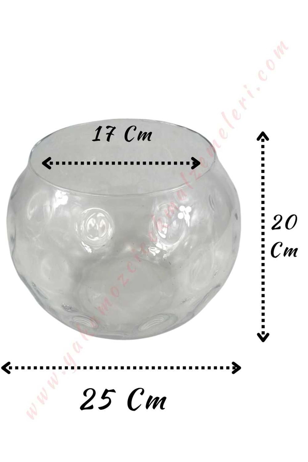 Cam Fanus Puantiyeli Çap 25 Cm Derinlik 20 Cm Ağız Çapı 17 Cm
