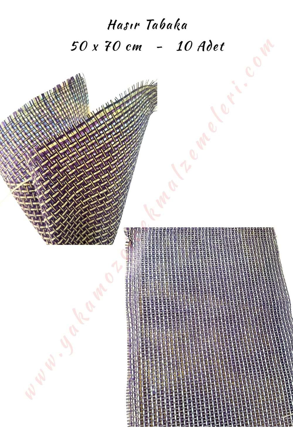 Hasır Tabaka - İthal 50x70 Cm - Mor Beyaz