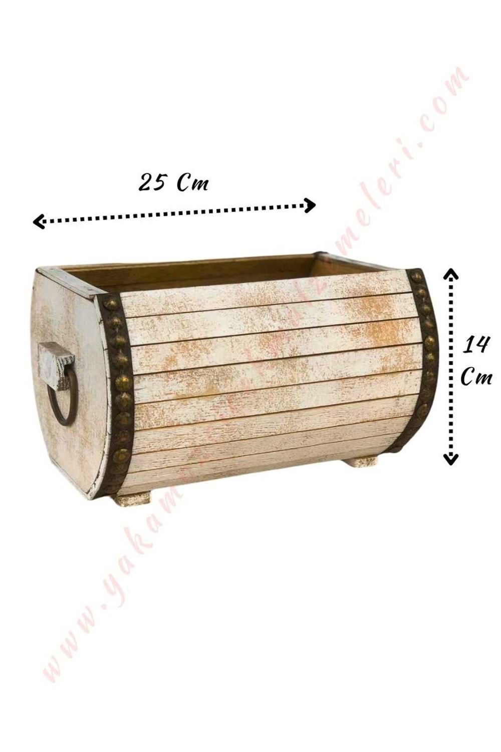 Fıçı Görünümlü Ahşap Saksı - Beyaz