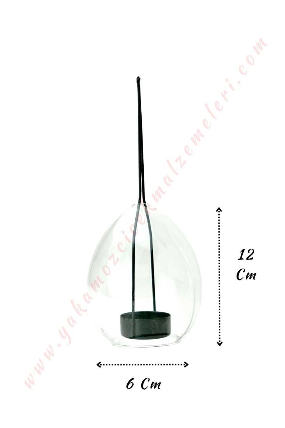 Dekoratif Cam Oval Kandil Mumluk Küçük 6*12 Cm