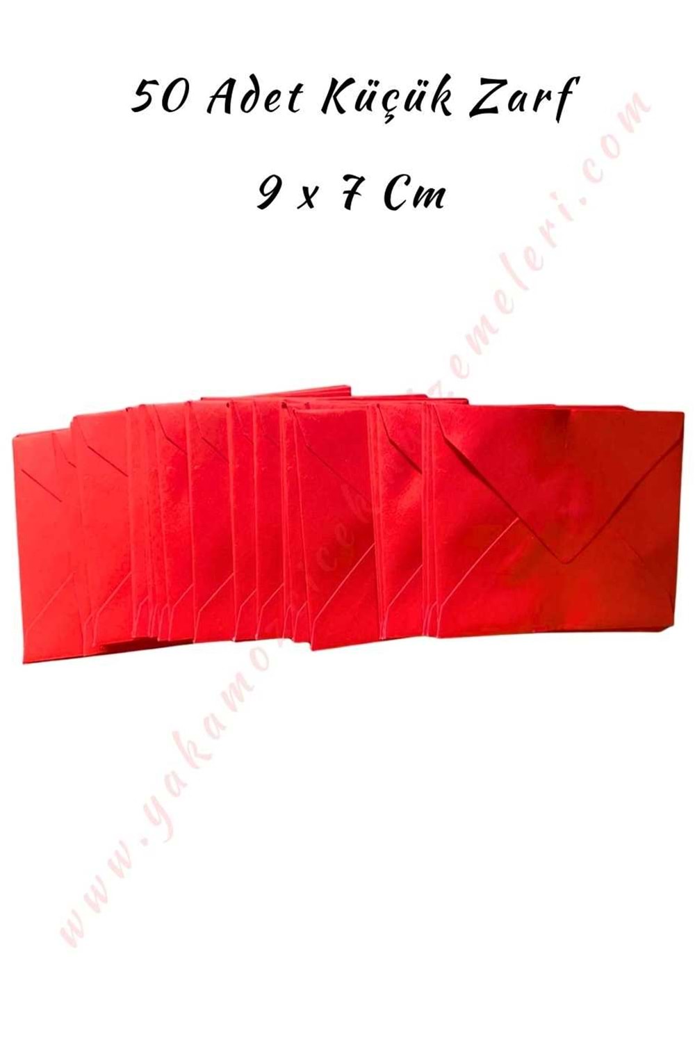 Kartvizit Zarf 50 Adet Küçük Boy 9*7 Cm - Kırmızı