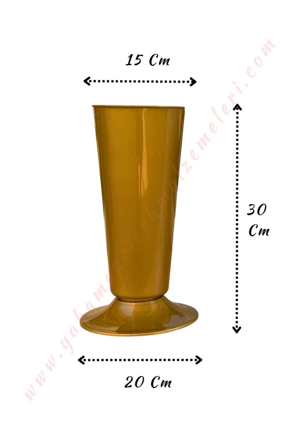 Plastik Çiçek Kovası Düz Küçük Çap 15 Cm Yükseklik 30 Cm V004 - Altın - Gold