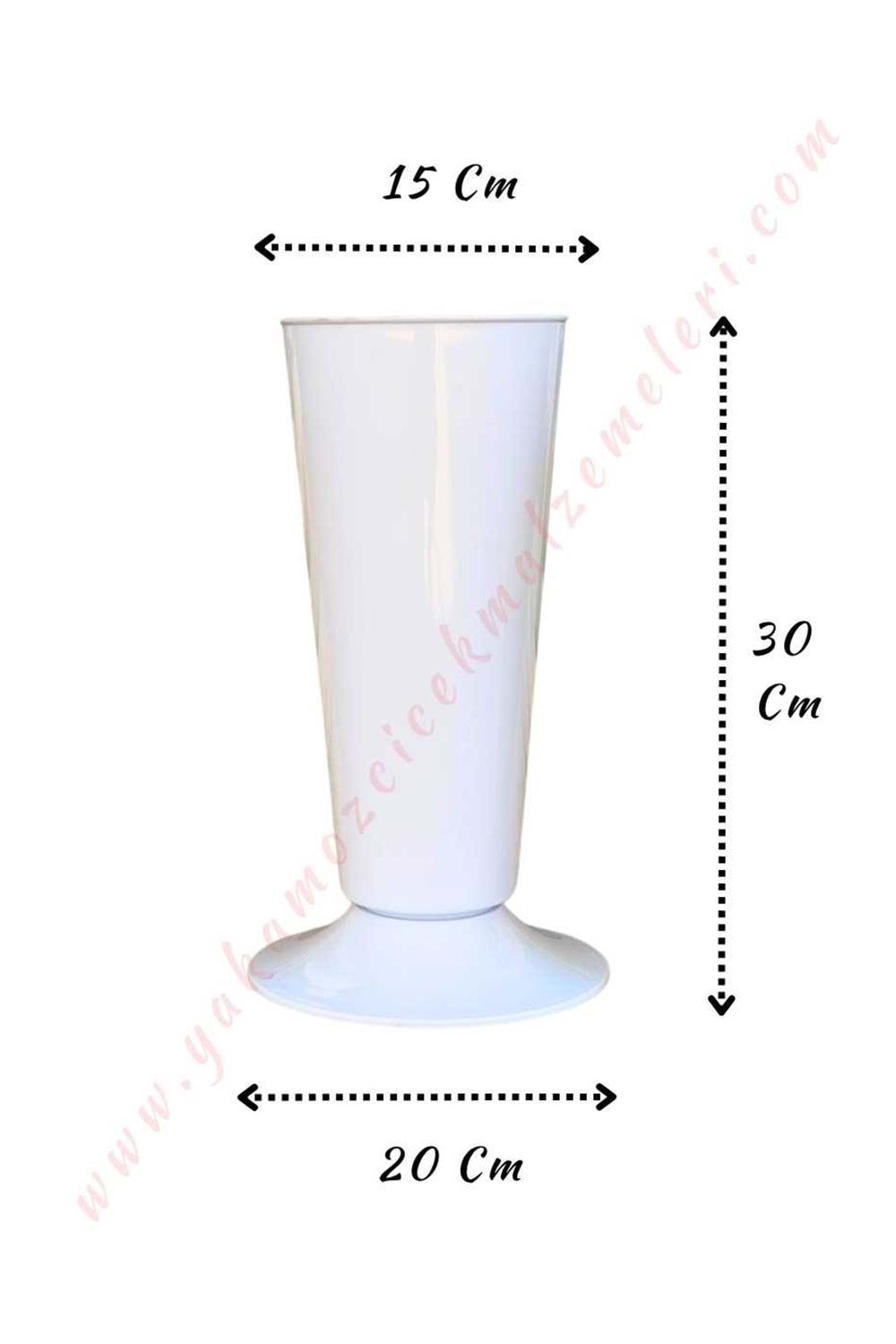 Plastik Çiçek Kovası Düz Küçük Çap 15 Cm Yükseklik 30 Cm V004 - Beyaz