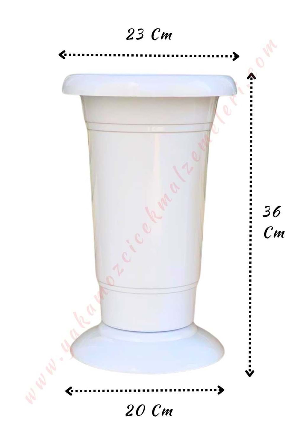 Plastik Çiçek Kovası Orta Boy Çap 23 Cm Yükseklik 36 Cm V002 - Beyaz