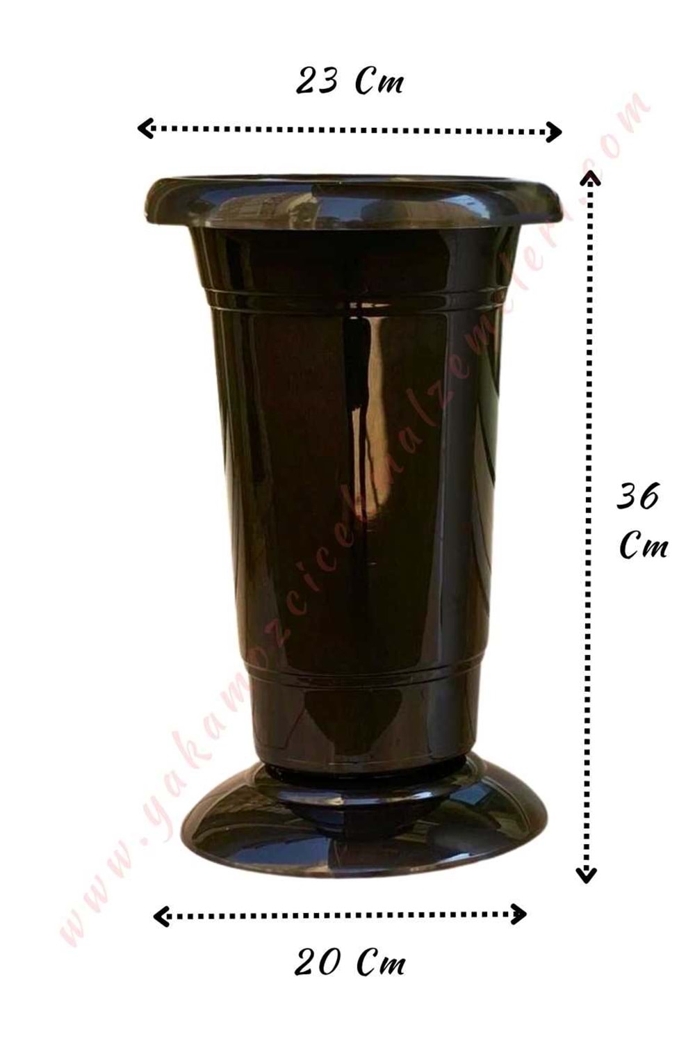 Plastik Çiçek Kovası Orta Boy Çap 23 Cm Yükseklik 36 Cm V002 - Siyah