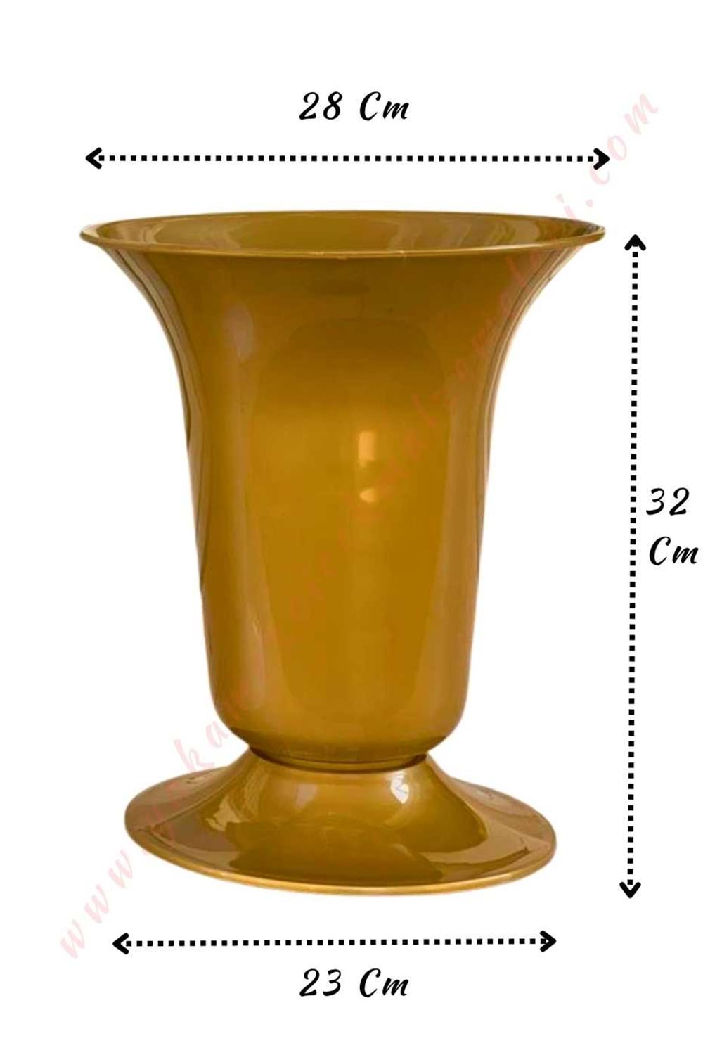 Plastik Çiçek Kovası Büyük Boy Çap 28 Cm Yükseklik 32 Cm V001 - Altın - Gold