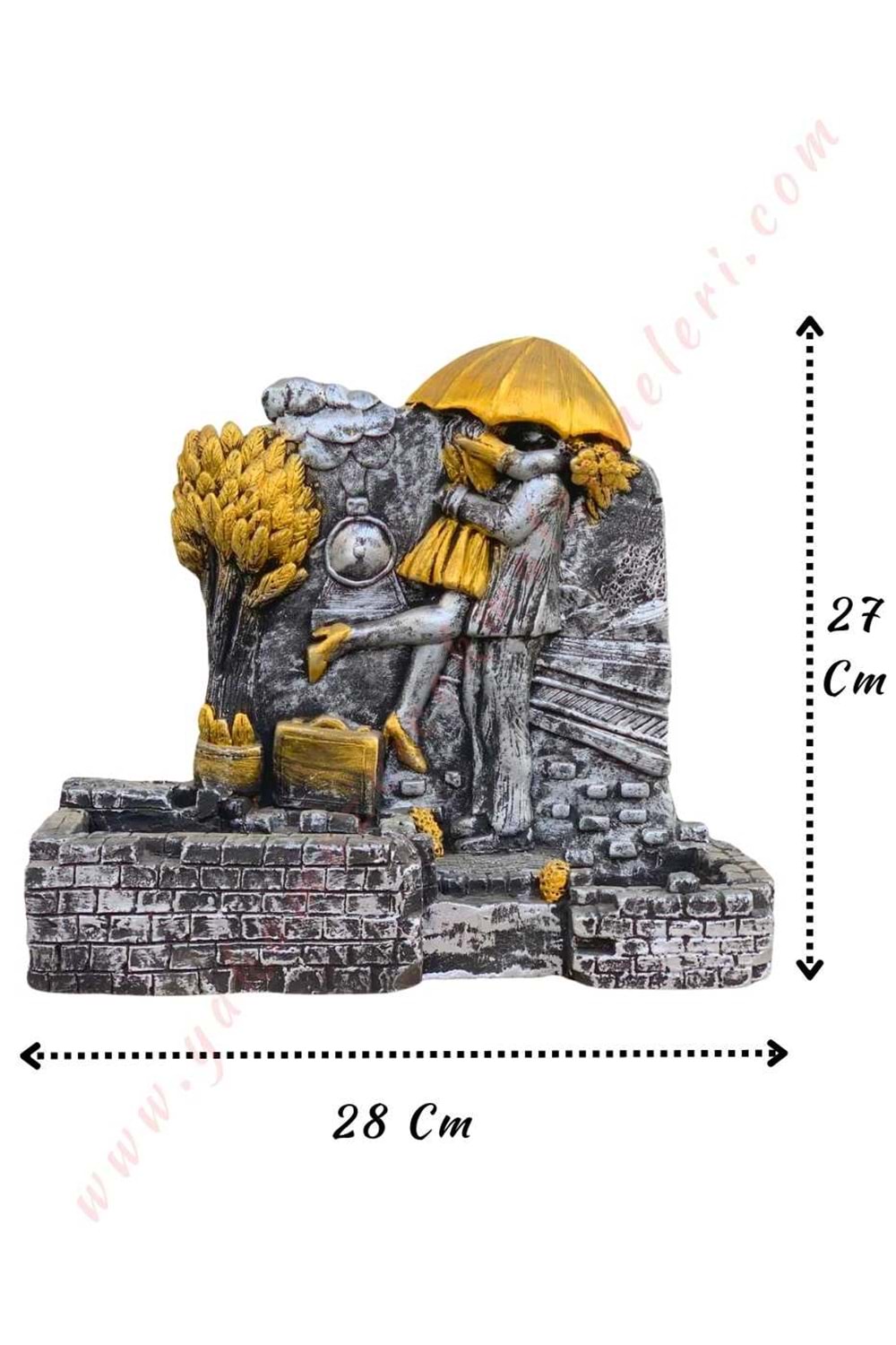 Sonsuz Aşk Skulent Kaktüs Saksısı Genç Çift 28*7*27 Cm - Gümüş