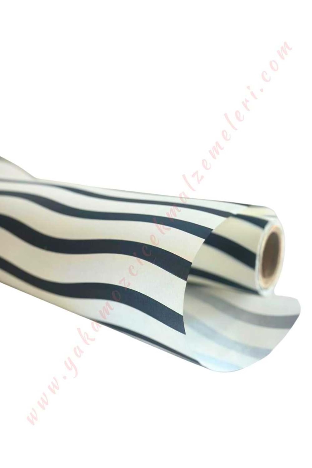 Lily Kağıt Rulo Selefon Çiçek Buket Paketleme Malzemesi 20 Metre 70 Cm En - Gri-Siyah