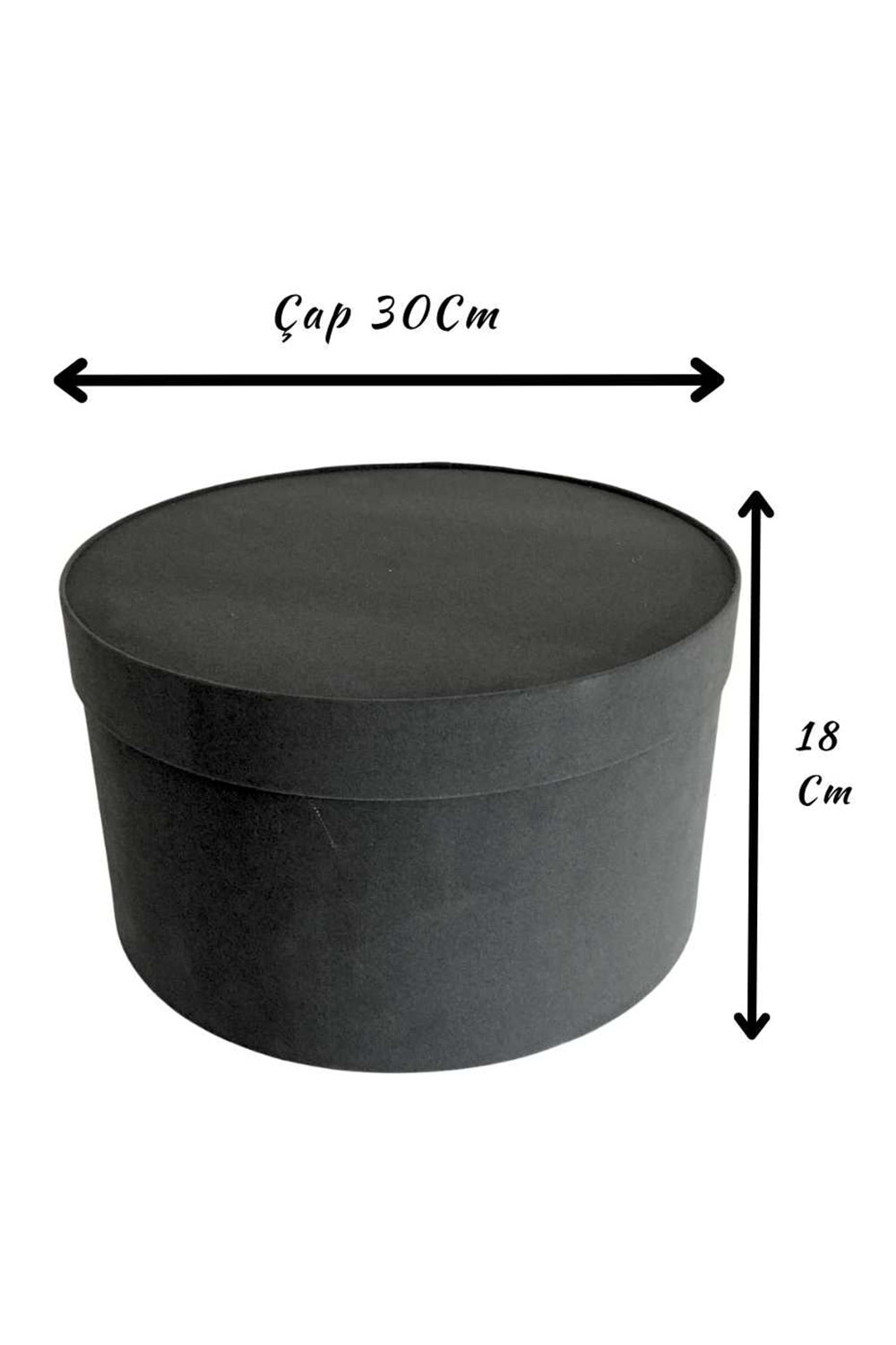 Kadife Silindir Kutu Çiçek Çikolata Hediye Kutusu Çap 30 Cm - Kutu Modelleri - Silindir Kutular - Siyah - ÇAP 30 CM