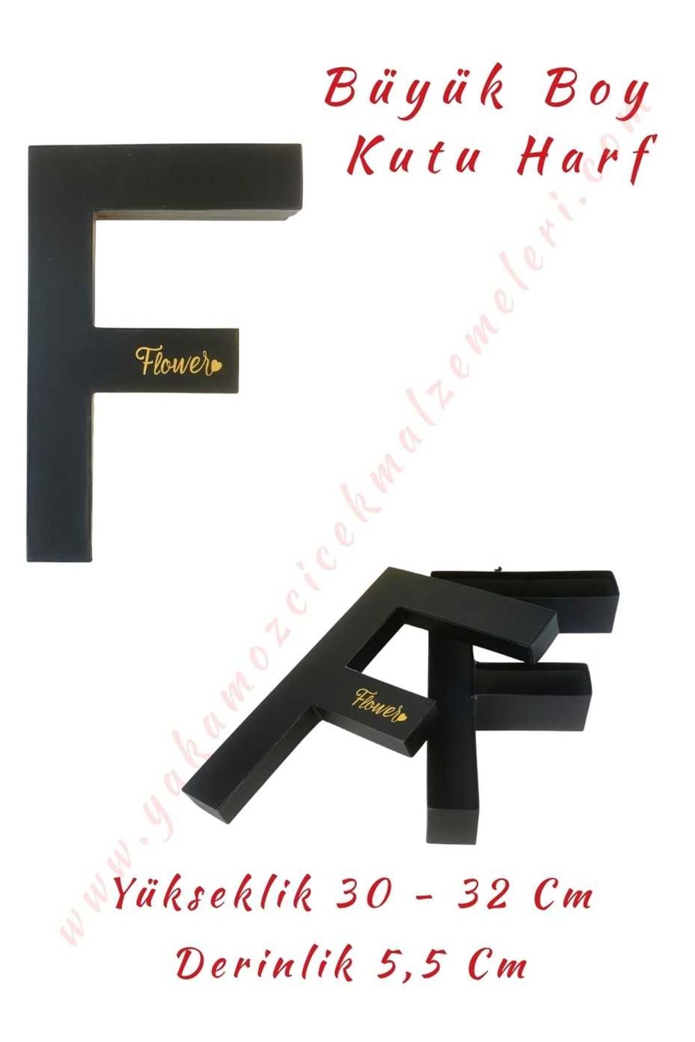 F Kutu Harf Büyük Boy Çiçek Çikolata Aranjman Kutusu - F Harfi