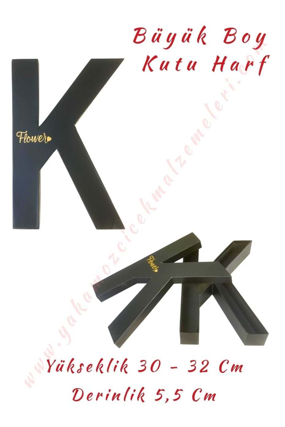 K Kutu Harf Büyük Boy Çiçek Çikolata Aranjman Kutusu - K Harfi