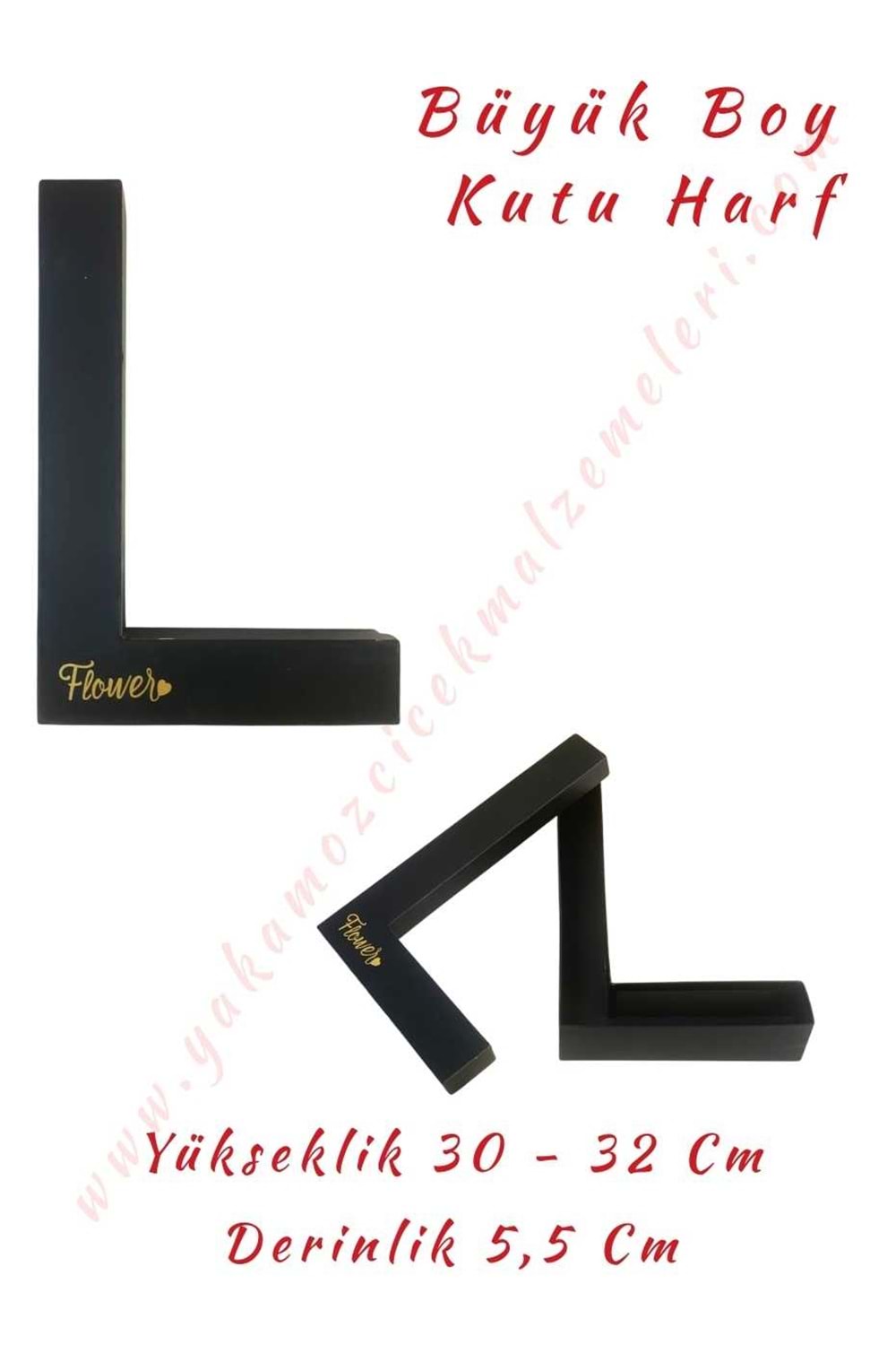 L Kutu Harf Büyük Boy Çiçek Çikolata Aranjman Kutusu - L Harfi