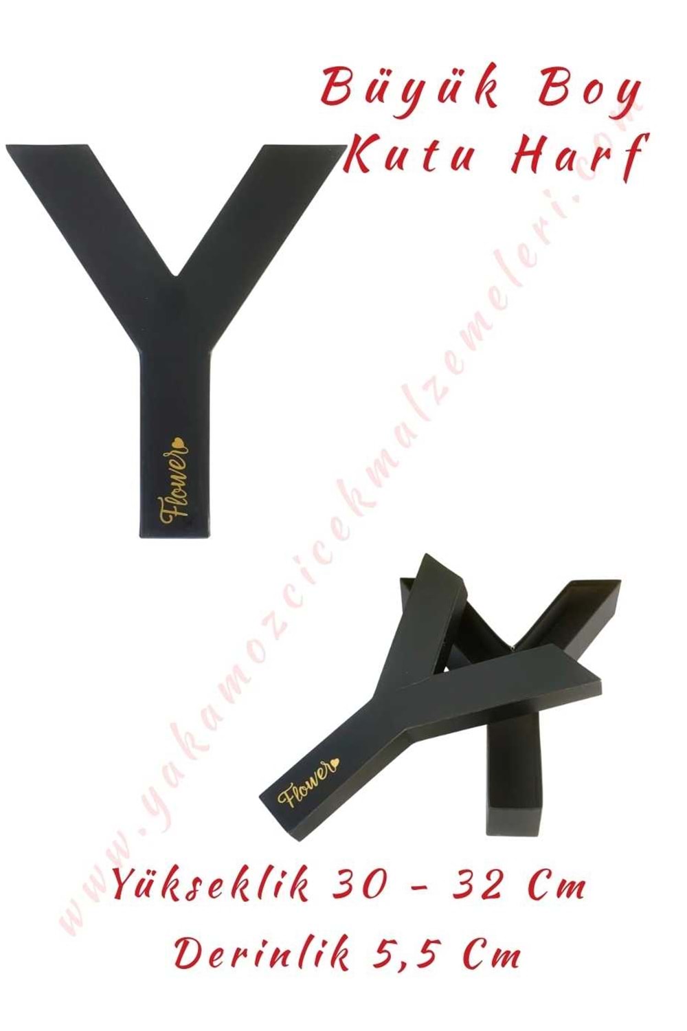 Y Kutu Harf Büyük Boy Çiçek Çikolata Aranjman Kutusu - Y Harfi