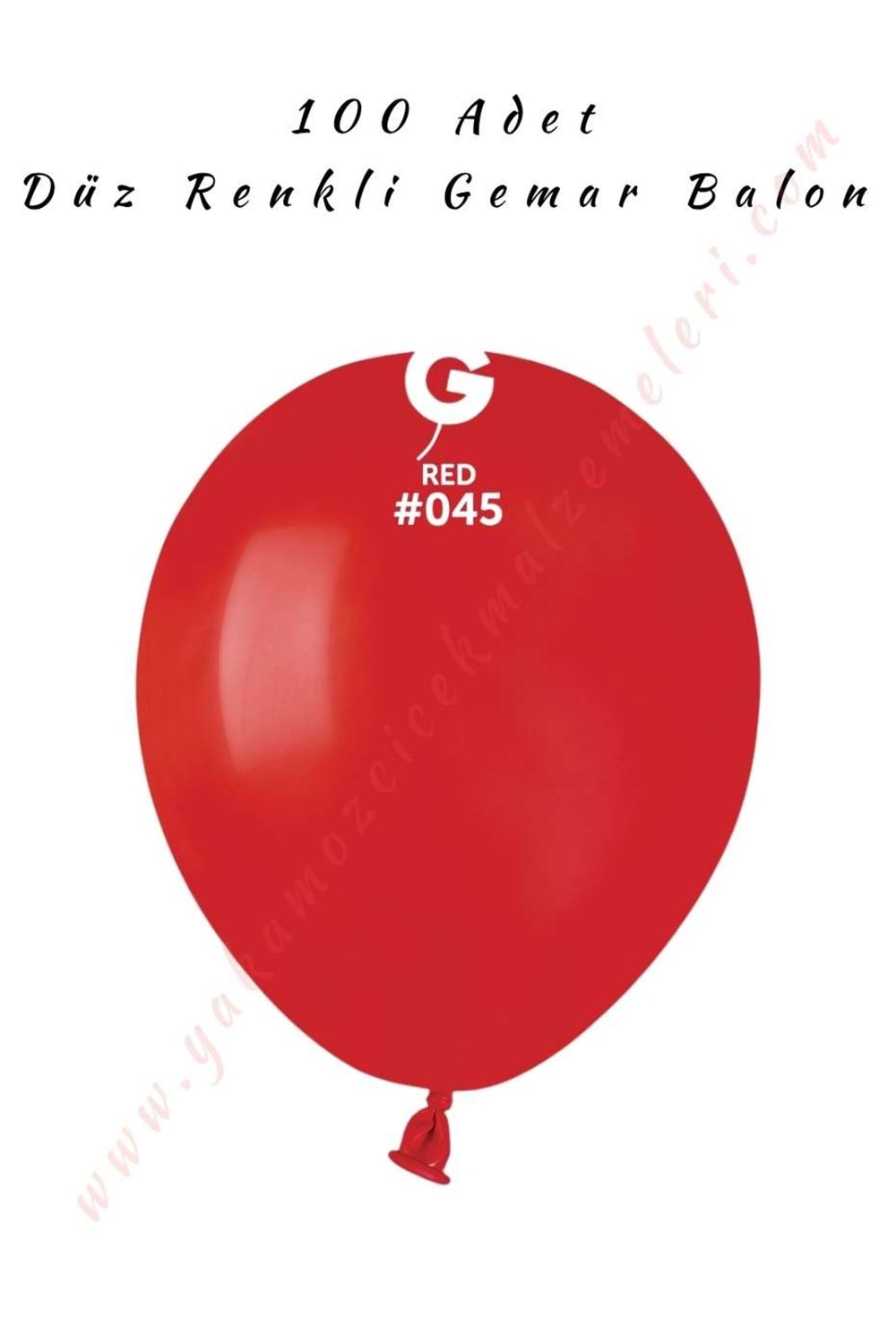 Gemar Balon Düz Renk 100 Adet - Kırmızı