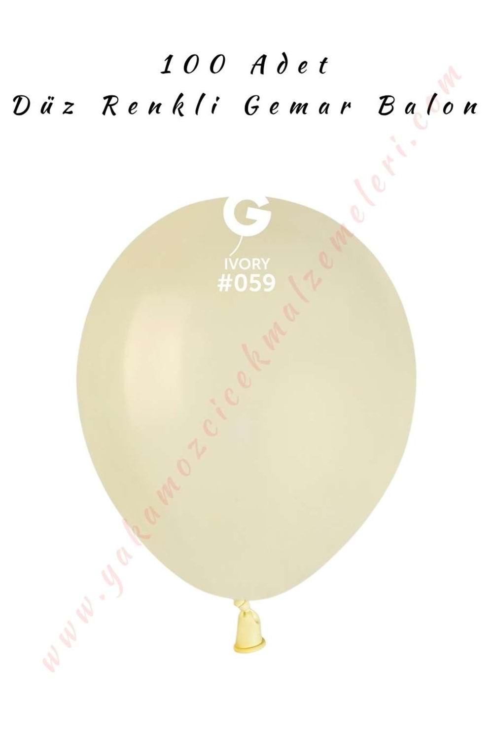 Gemar Balon Düz Renk 100 Adet - Krem