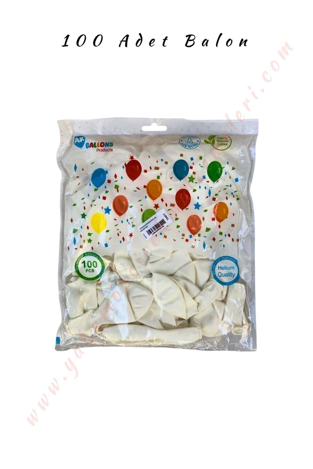 Balon Düz Renk 100 Adet - Beyaz