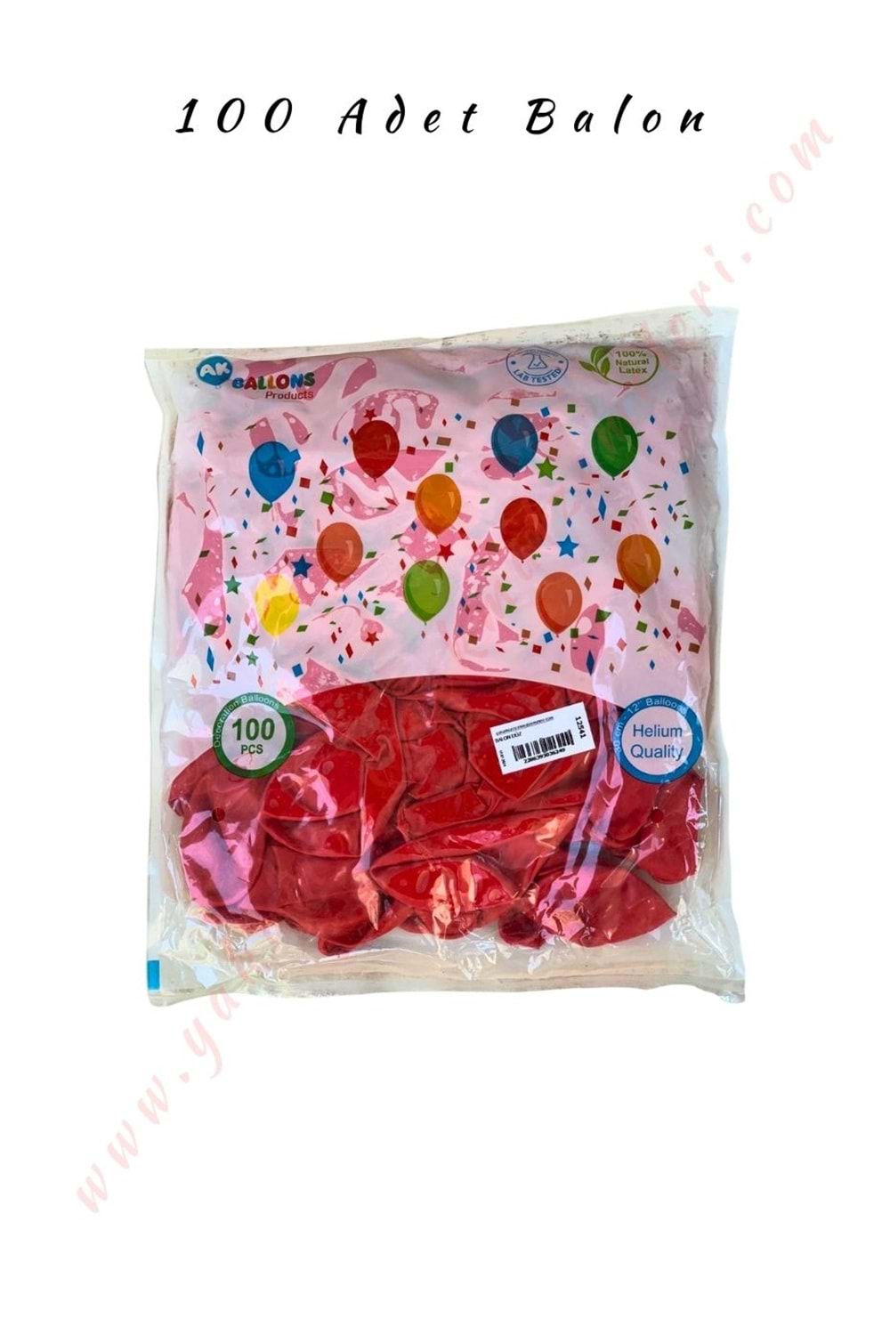 Balon Düz Renk 100 Adet - Kırmızı