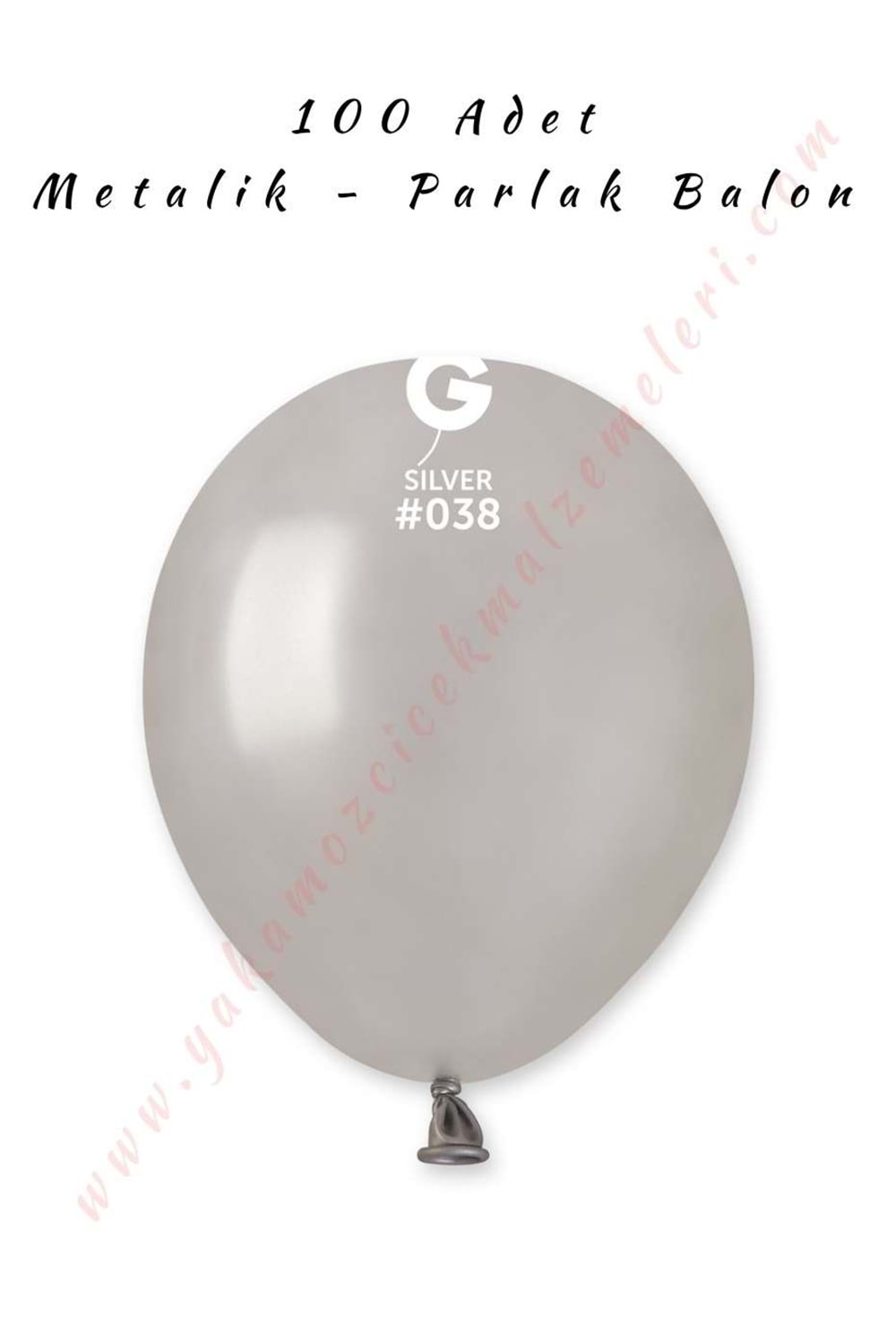 Gemar Balon Metalik - Parlak 100 Adet - Gümüş