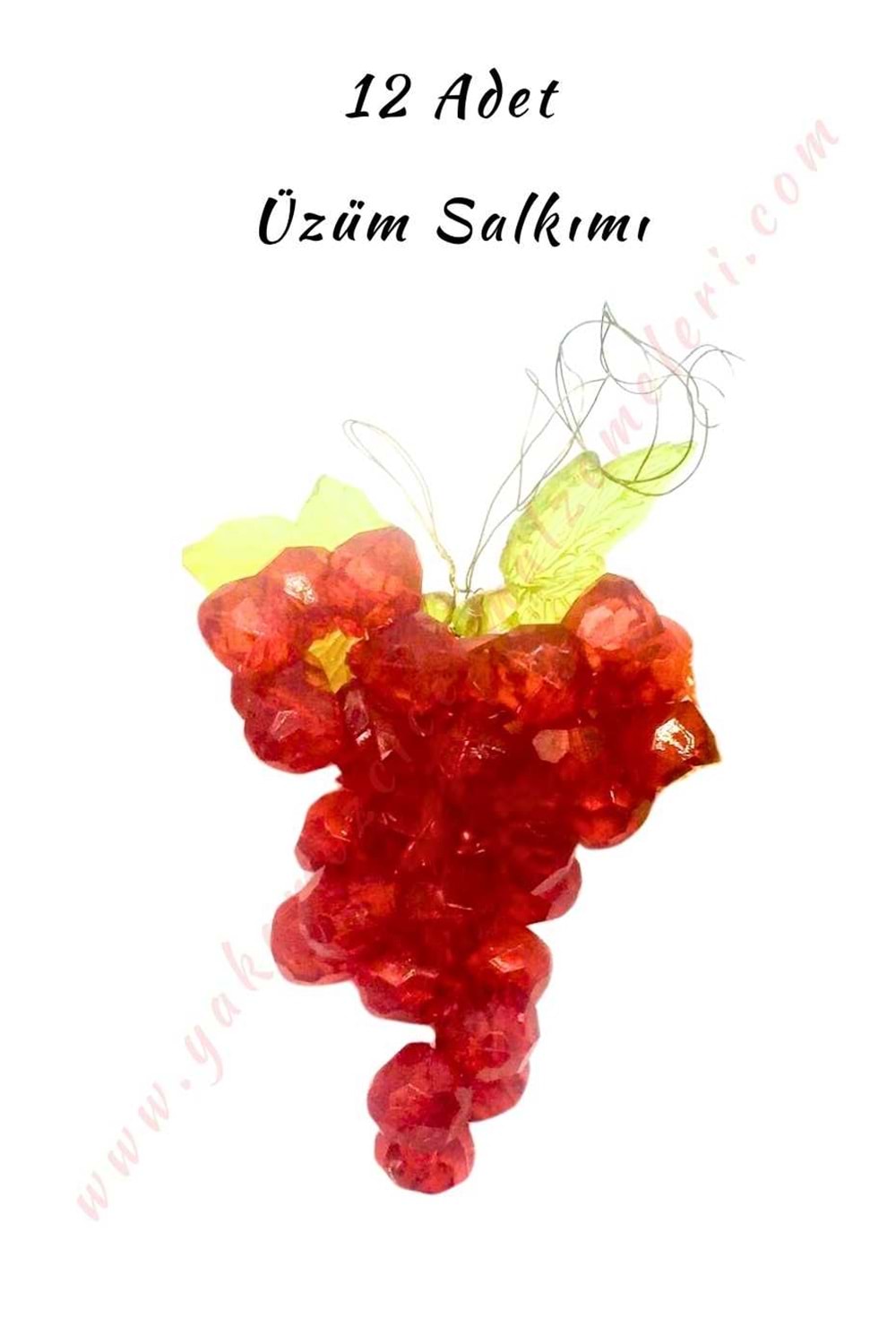 Üzüm Salkımı Dekoratif Garnitür 12 Adet - Kırmızı