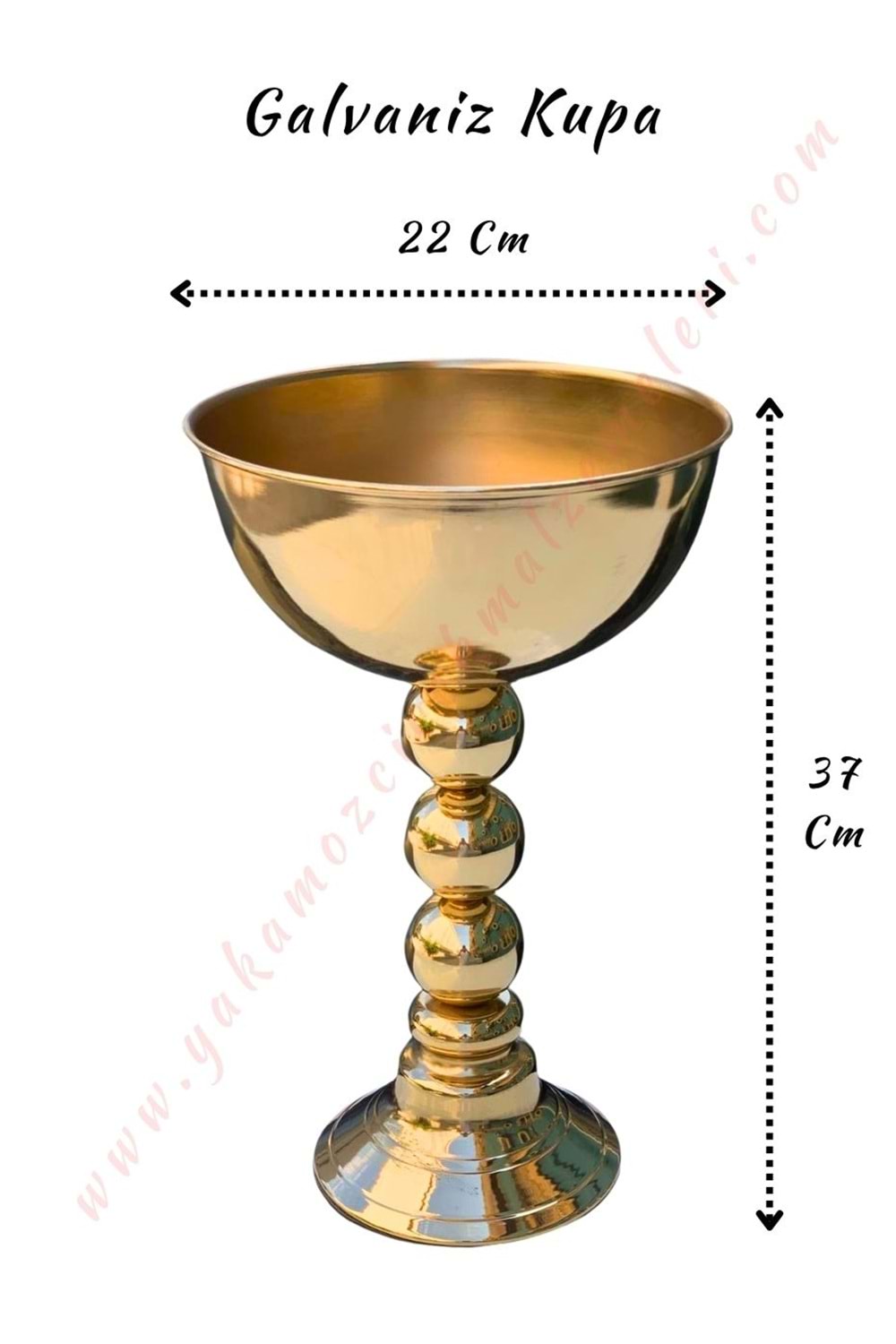 Galvaniz Kupa Çap 22 Cm Boy 37 Cm - Altın - Gold