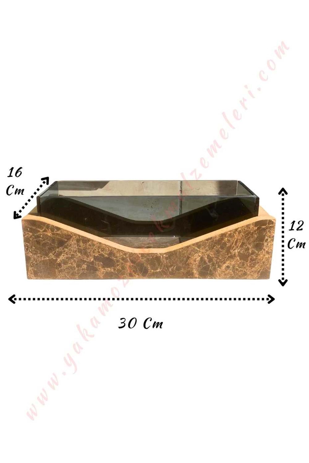 Camlı Ahşap Saksı - Kahverengi