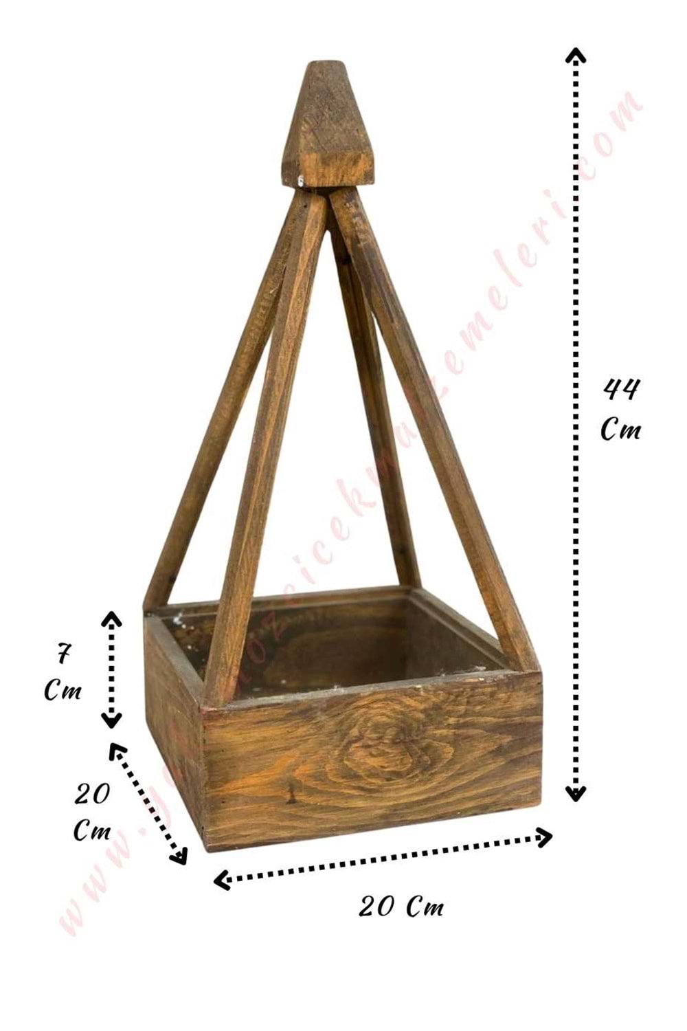 Fener Görünümlü Ahşap Saksı - Sepet - Mumluk 20*20*44 Cm