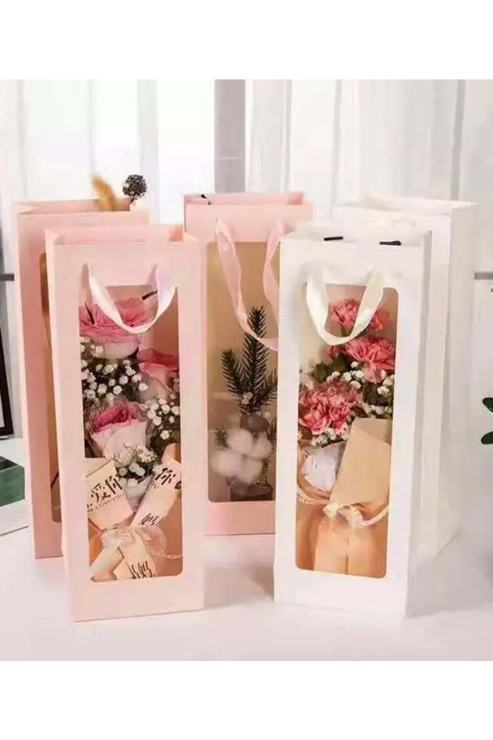 KUTU PENCERELİ ÇİÇEK ÇANTASI -10 ADET