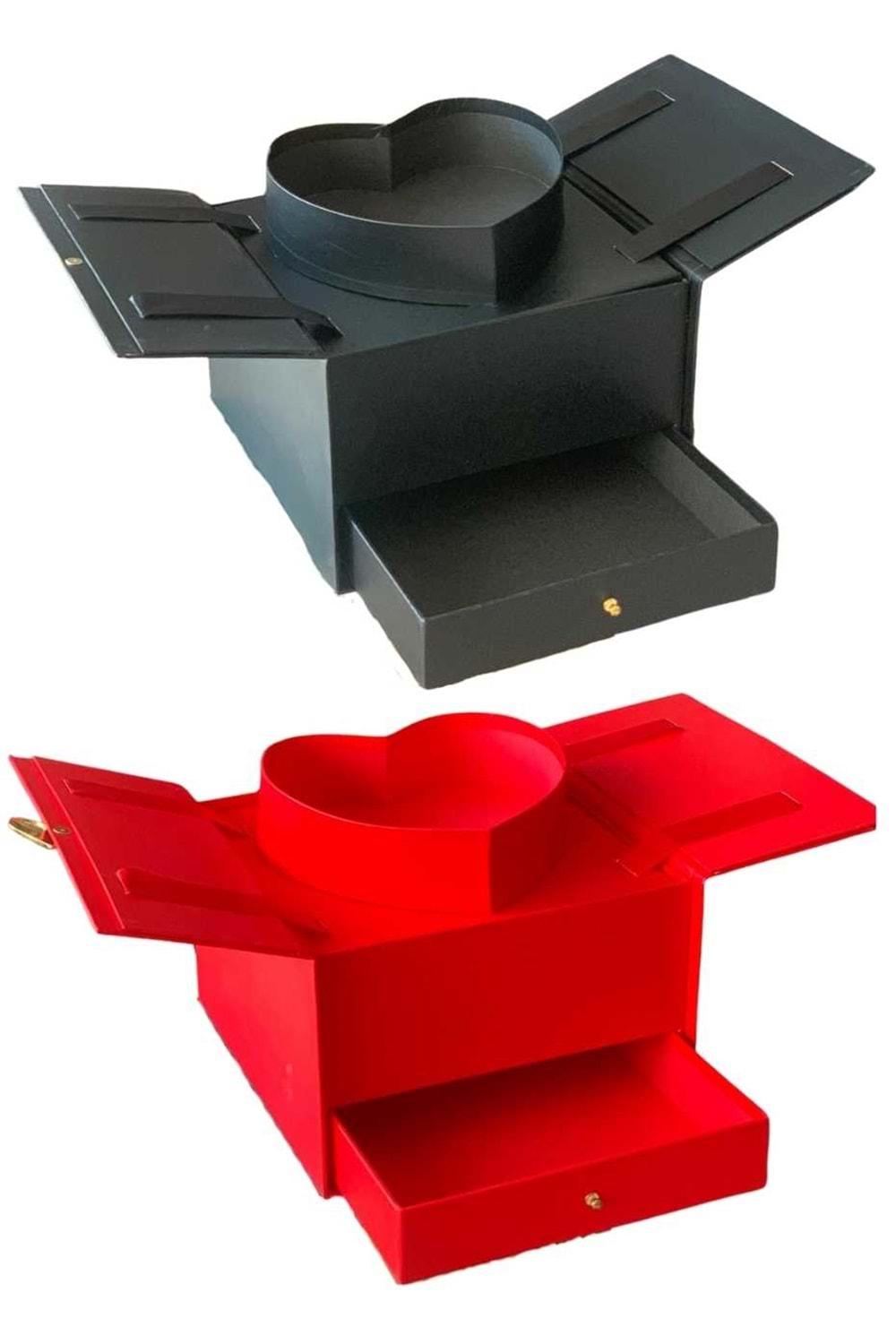 Asansörlü Çekmeceli Çiçek Çikolata Hediye Kutusu KUTU YK-59 - Kutu Modelleri - Vitrin Kutu - Siyah - STANDART