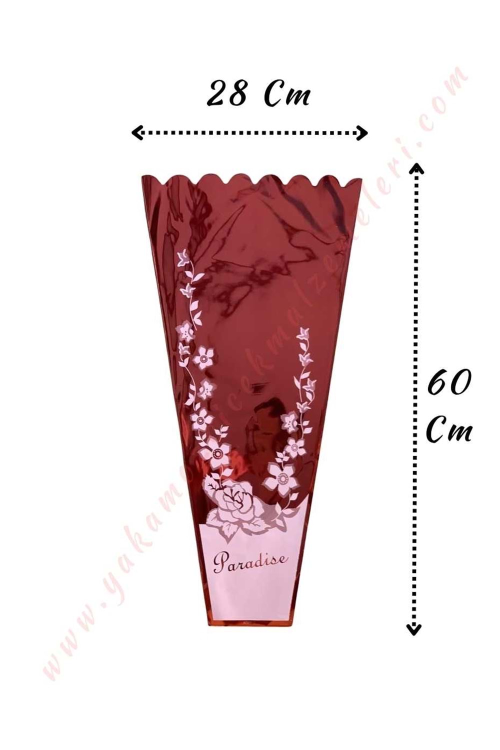 Çiçek - Buket Paketleme Poşeti Çiçek Desenli 100 Adet 28*60 Cm YK-143 - Bordo