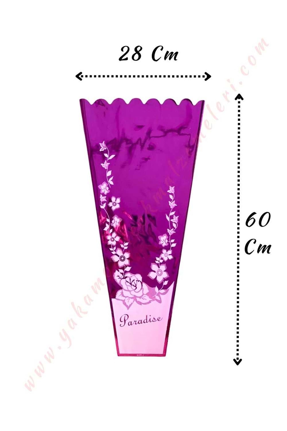 Çiçek - Buket Paketleme Poşeti Çiçek Desenli 100 Adet 28*60 Cm YK-143 - Mor