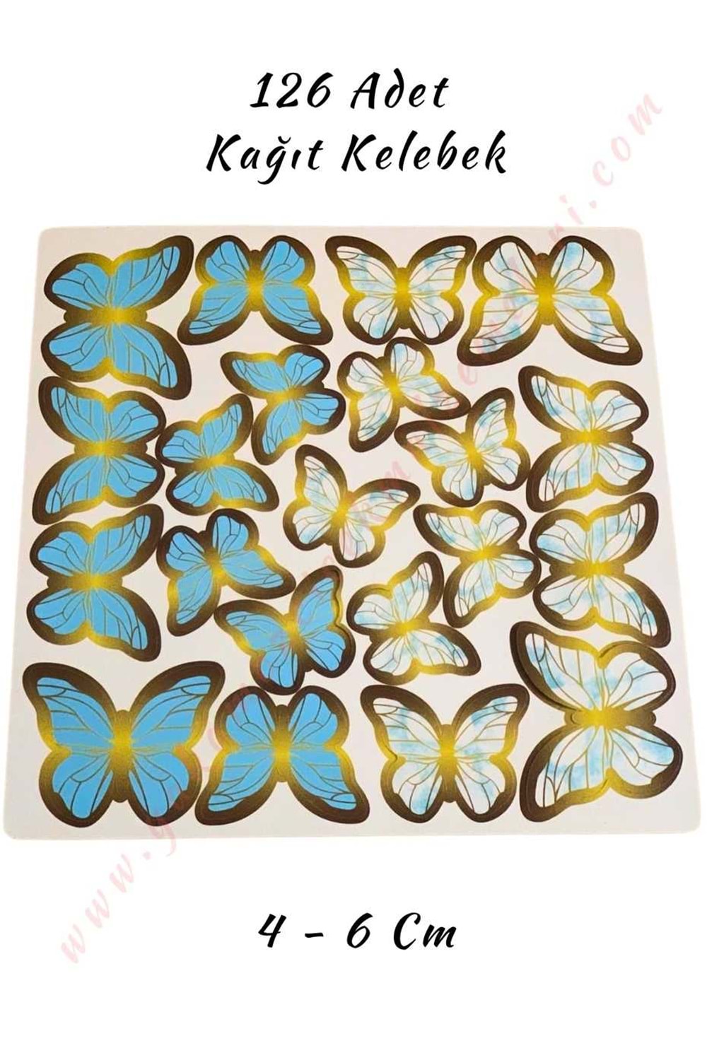 Kağıt Kelebek 126 Adet 4 - 6 cm Buket - Teraryum Süsleme Malzemesi - Mavi