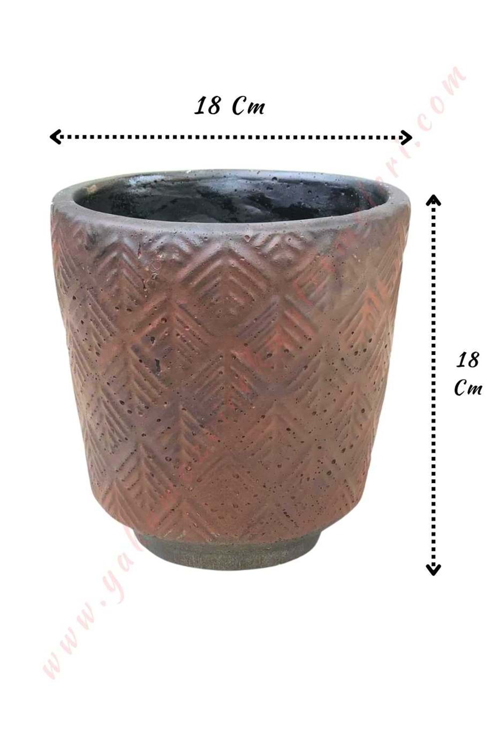 Kahverengi - Siyah Beton Saksı 18*18 Cm