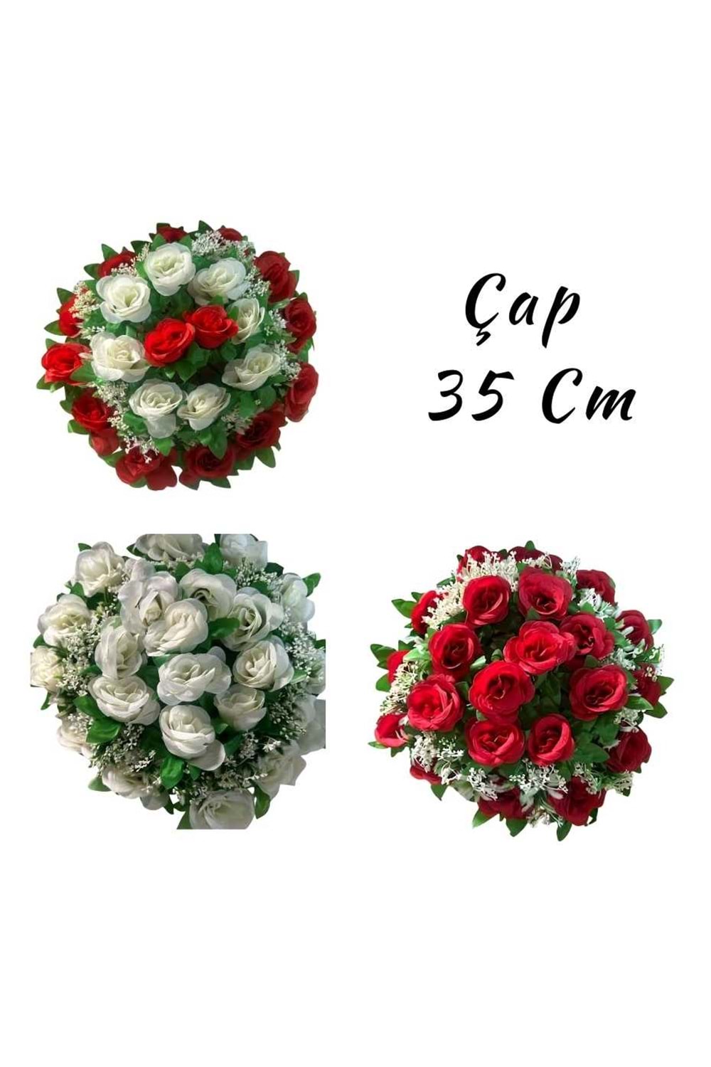 Hazır Yapay Gelin Arabası Çiçeği Çap 35 Cm YK-139 - Araba Süsleme - Hazır Araba Süsleri - Çok Renkli - STANDART