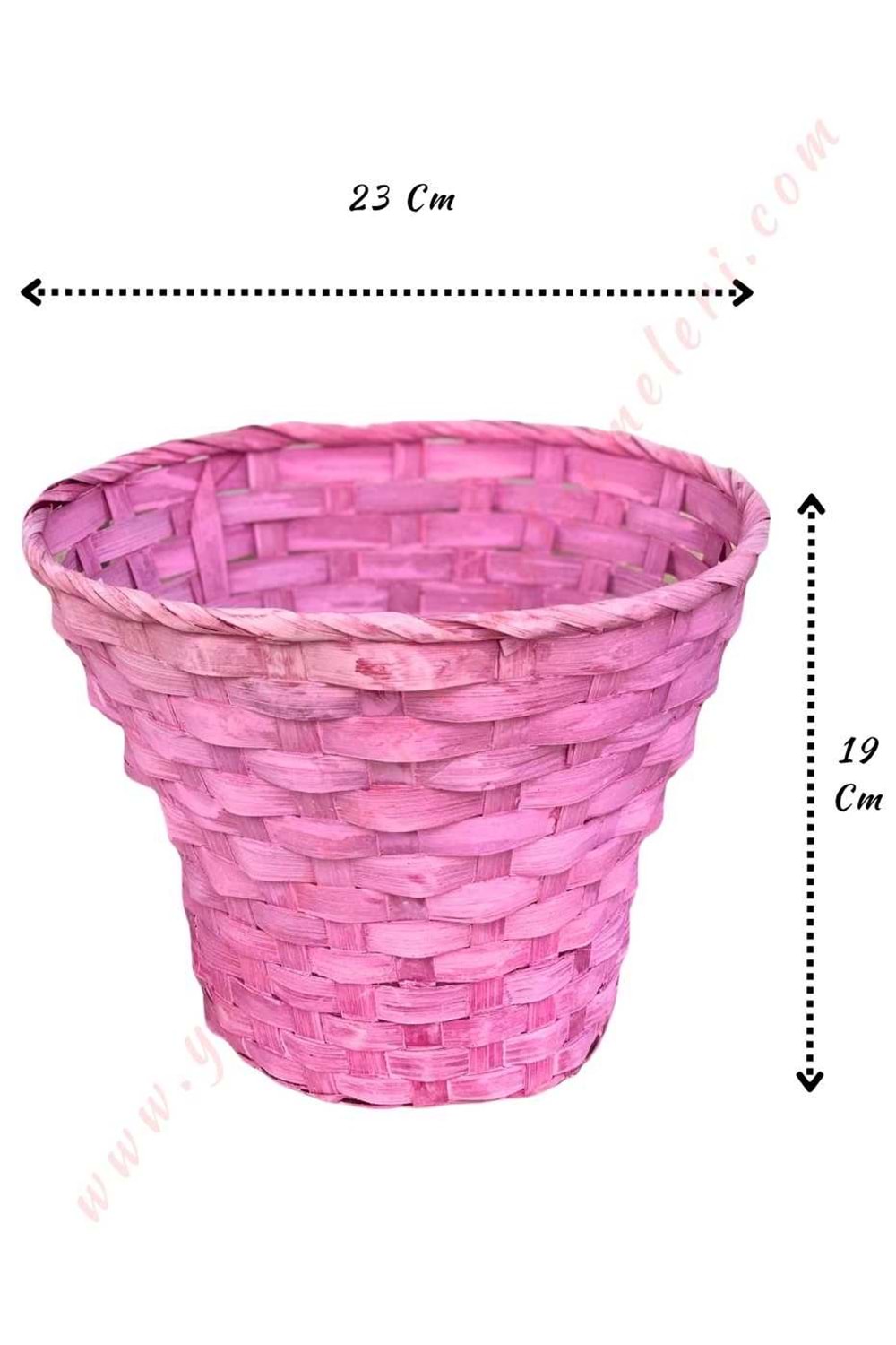 Örme Sepet Büyük Boy Çap 23 Cm Yükseklik 19 Cm YK-128 - Pembe