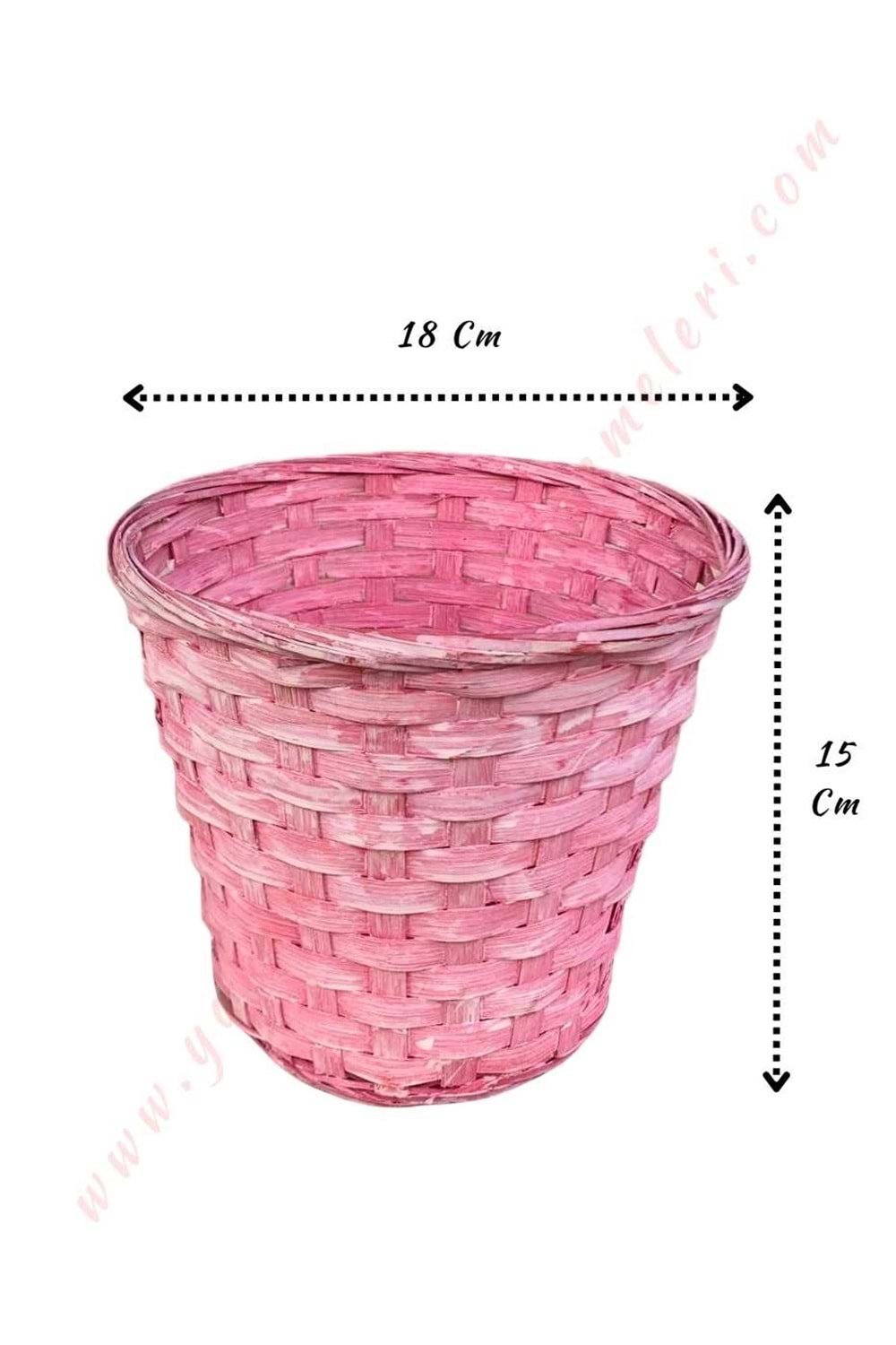 Örme Sepet Orta Boy Çap 18 Cm Yükseklik 15 Cm YK-127 - Pembe