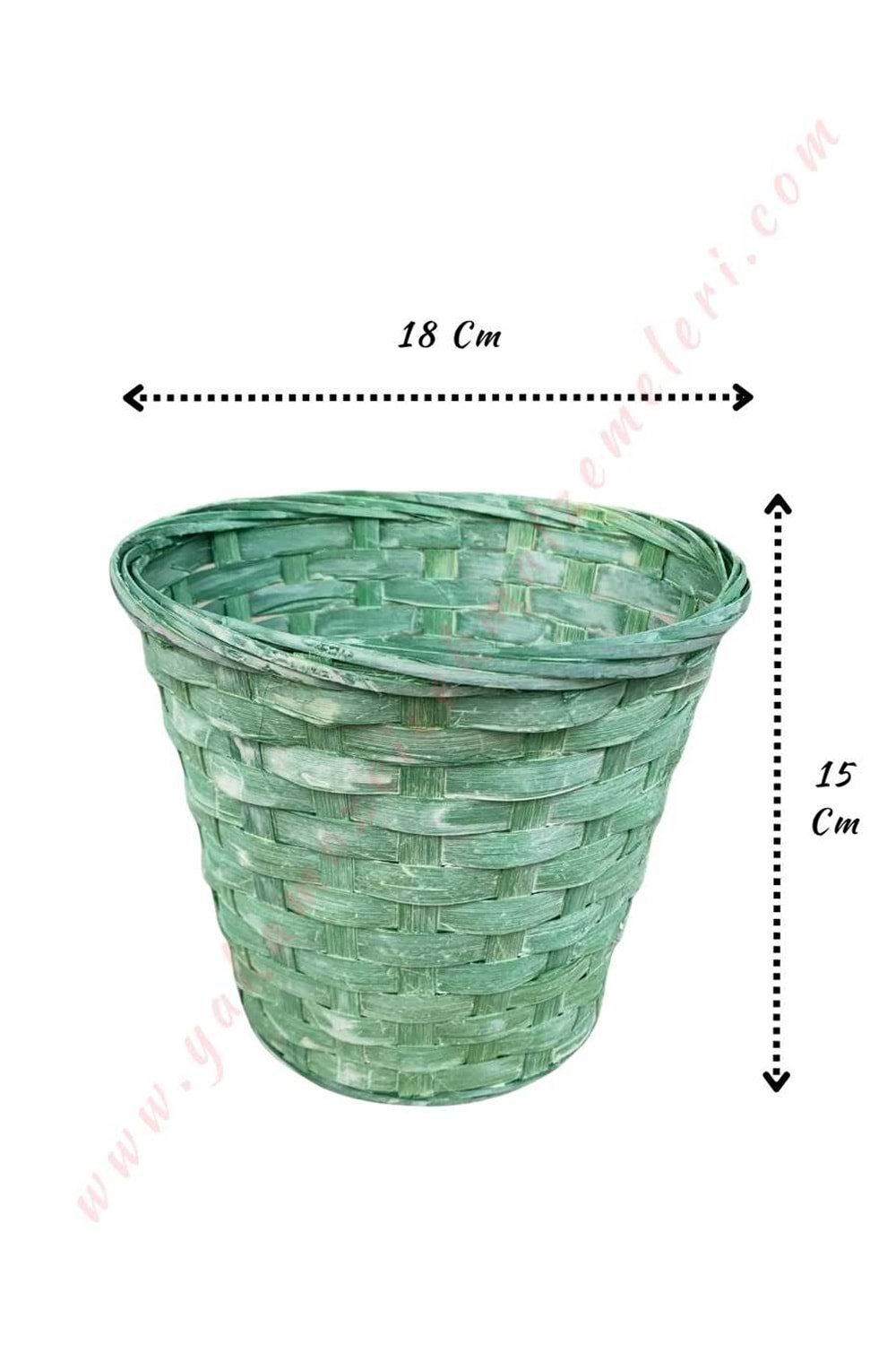 Örme Sepet Orta Boy Çap 18 Cm Yükseklik 15 Cm YK-127 - Yeşil