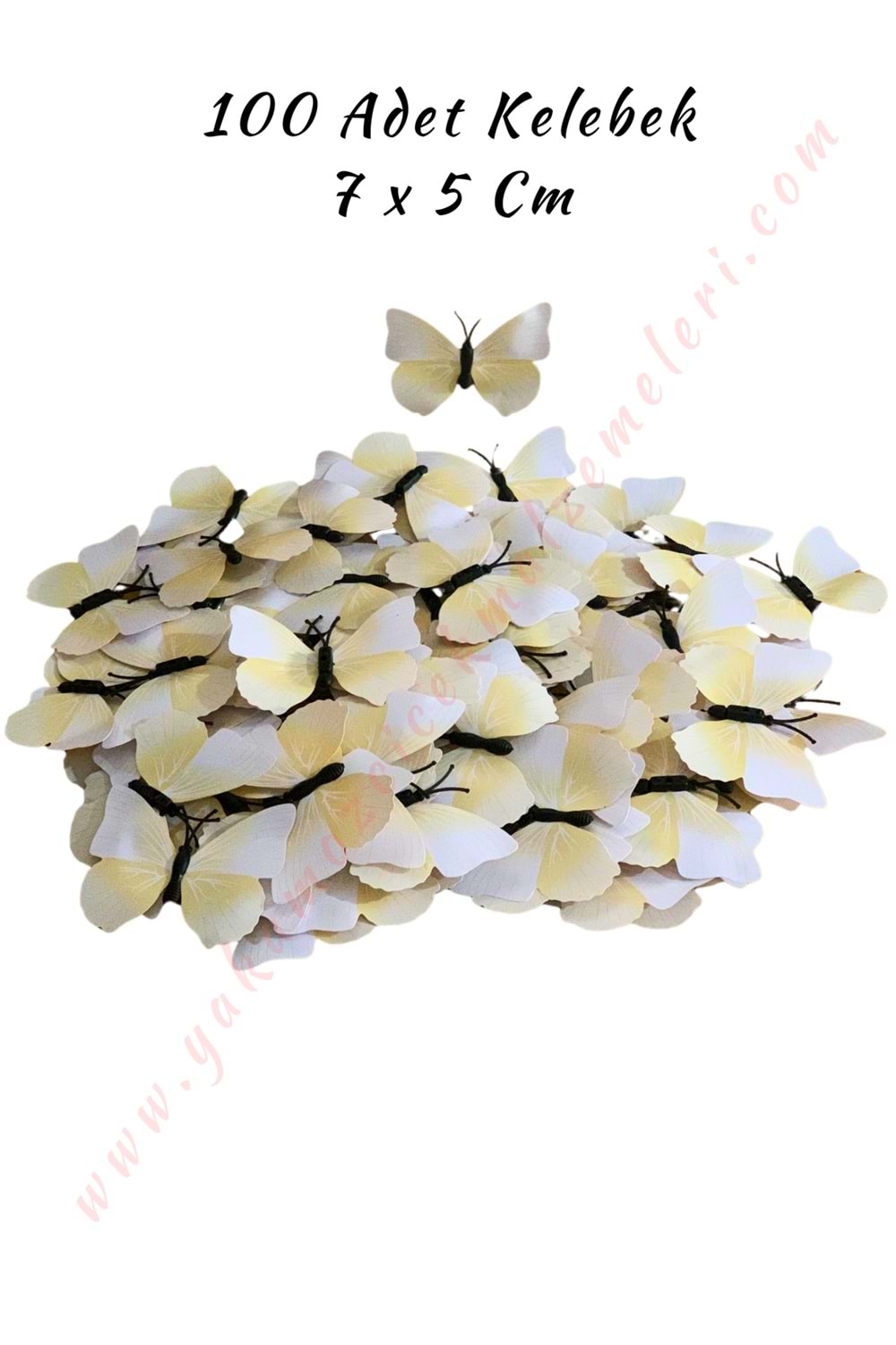 Dekor Kelebek 100 Adet Buket Teraryum Süsleme Malzemesi 7*5 Cm - Beyaz